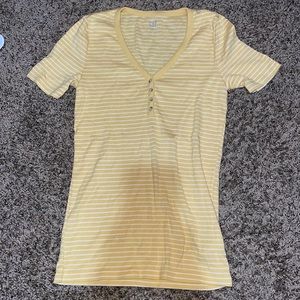 Yellow and white striped t-shirt